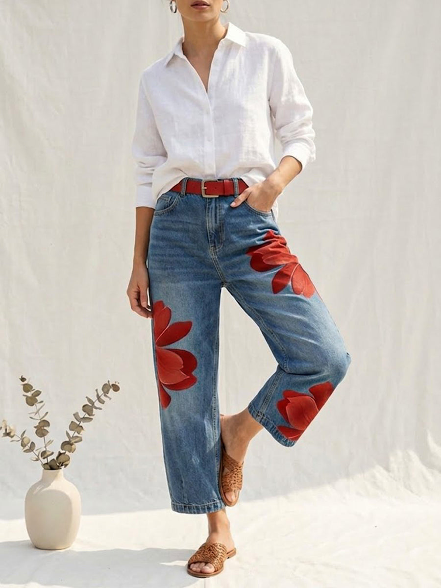 Sophia | Elegant Floral Wide-Leg Pants