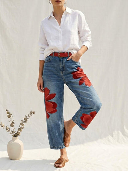 Sophia | Elegant Floral Wide-Leg Pants