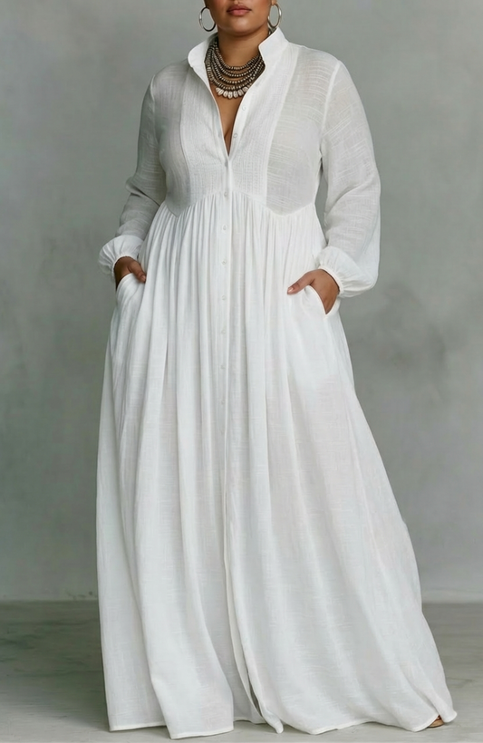 Serena | Button-Front Flow Maxi Dress