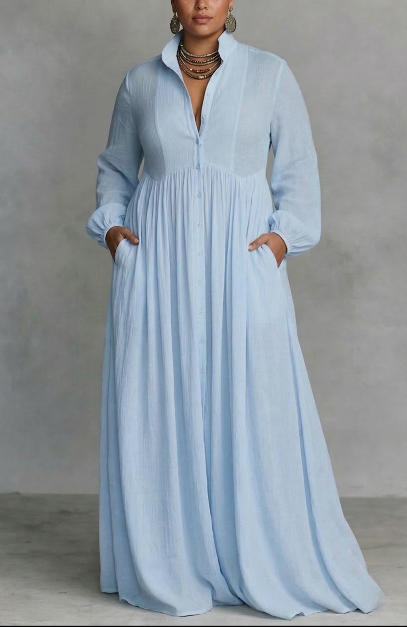 Serena | Button-Front Flow Maxi Dress