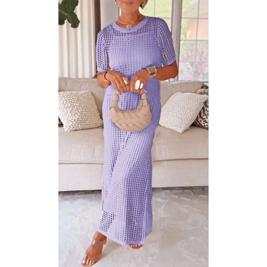 Chic Crochet Knit Hollow-Out Maxi Dress