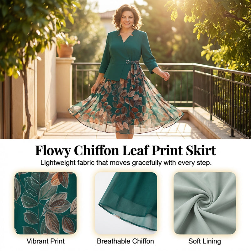 Elegant Floral Print Mock-Two-Piece Dress